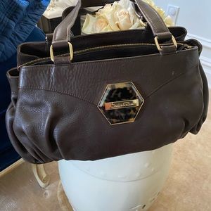 Oscar di la Renta chocolate brown leather bag